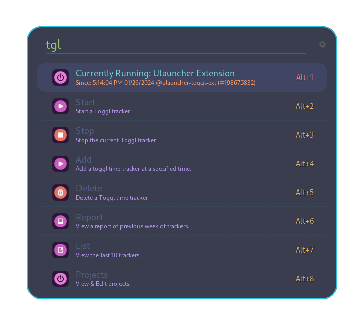 Ulauncher Toggl Extension